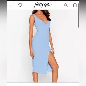 Nasty Gal Plunge Midi Dress Size 6 NWT